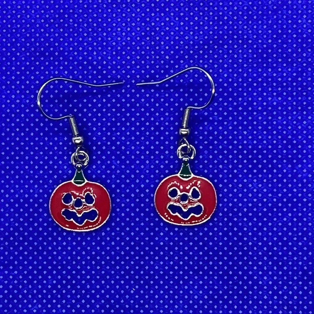 New pumpkin earrings‎ cute little pumpkin drop dangle earrings teacher librarian